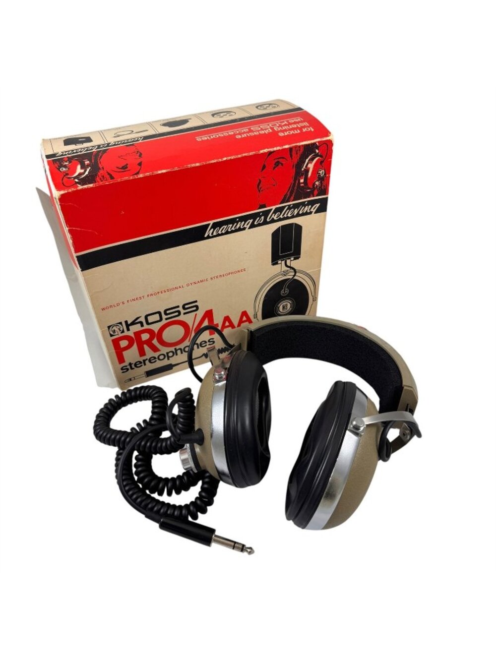 Koss Over Ear Headphones Pro 4AA Wide Range Stereophones Headset Vintage 1970s